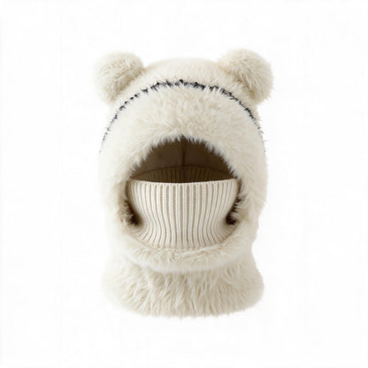 Bear Ear Balaclava Beanie – Soft Knit Winter Hat with Face & Neck Cover