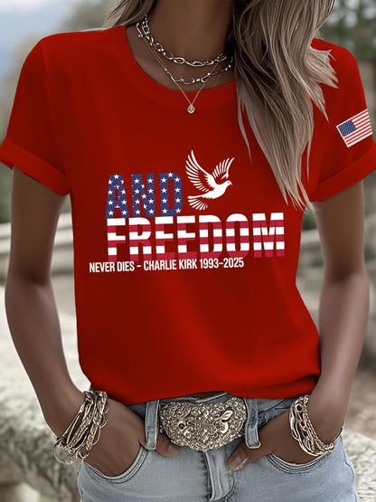 Women's Peace and Freedom American Heroes Print Crew Neck T-Shirt