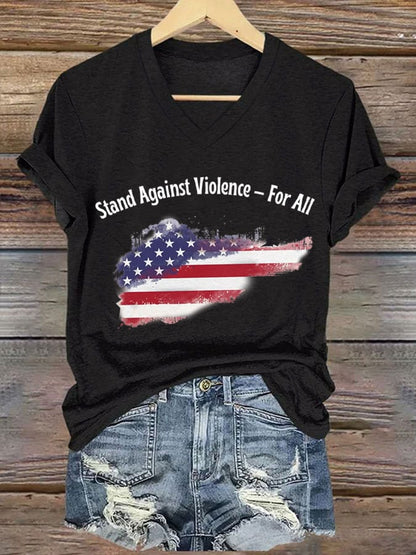 Women's Hot Spot Print V Neck T-shirt