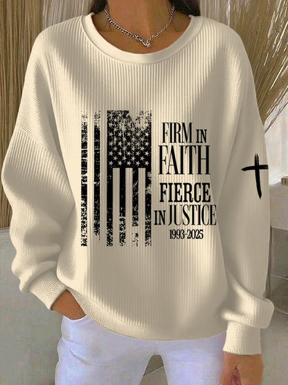 Women's Firm In Faith Fierce In Justice Print Casual Sweatshirt
