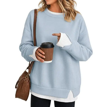 Women's Oversized Layered Sweatshirt with Drop Sleeves
