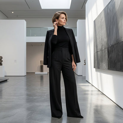 High-Waist Wide-Leg Pants – Breathable & Elegant Drape