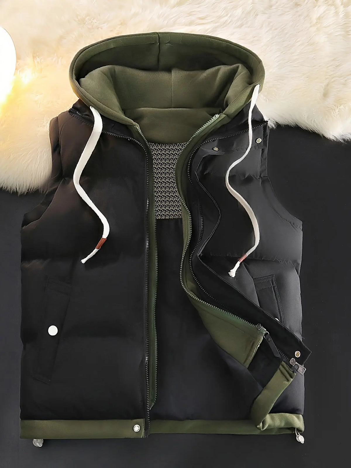 Unisex Hooded Thermal Vest — Faux Two-Piece Layered Winter Gilet