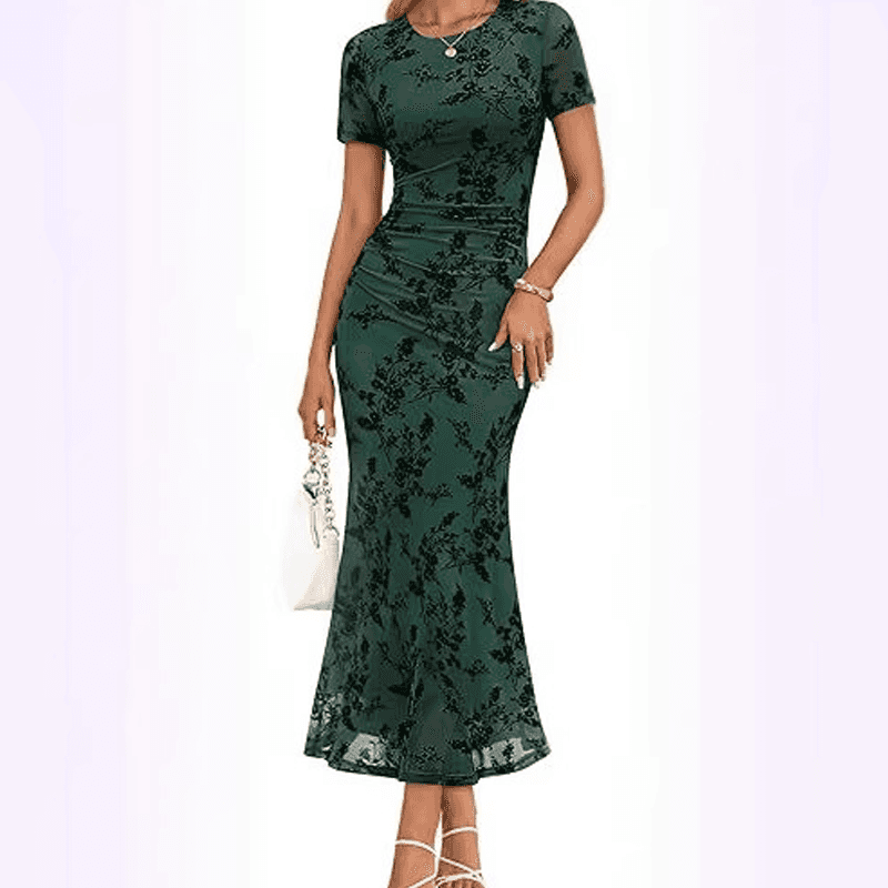 Women's Floral Mesh Mermaid Dress