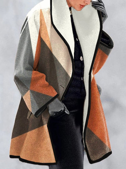 Women's Vintage Printed Woolen Coat