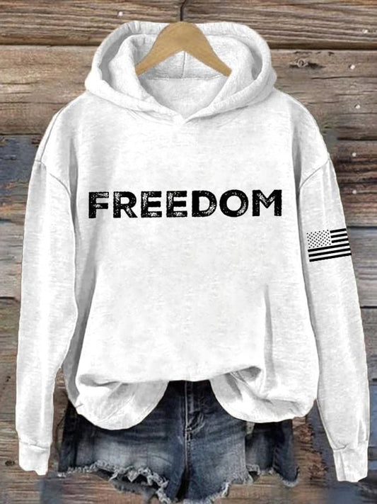 Women's freedom Print Casual Hoodie Sweatshirt
