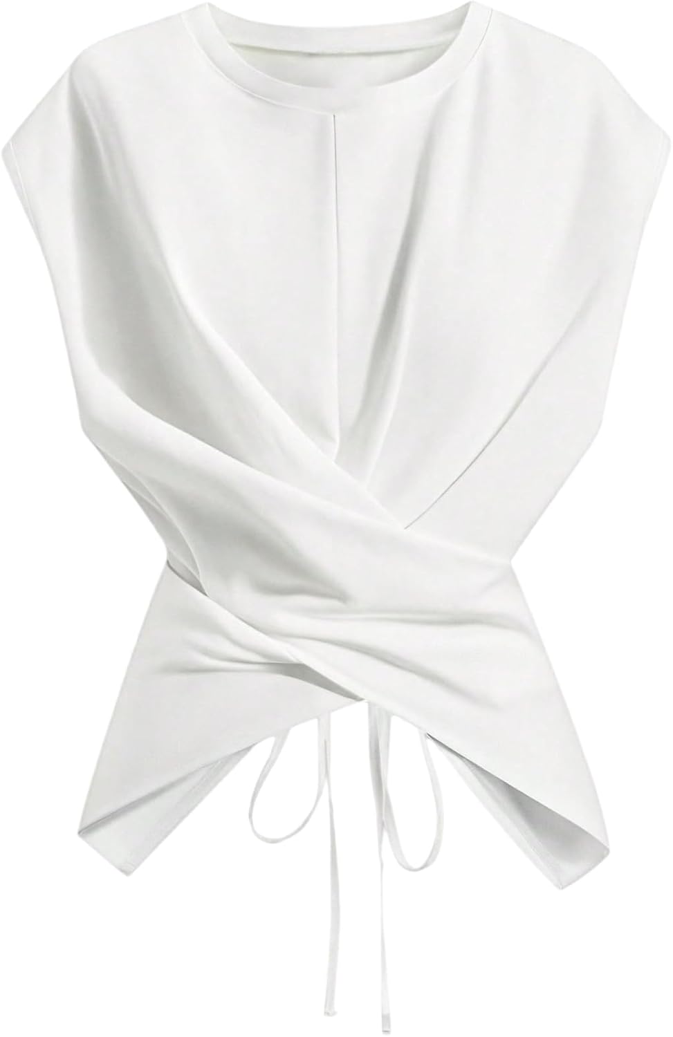 Cinched Wrap Top — Cap Sleeve Tie-Back Blouse