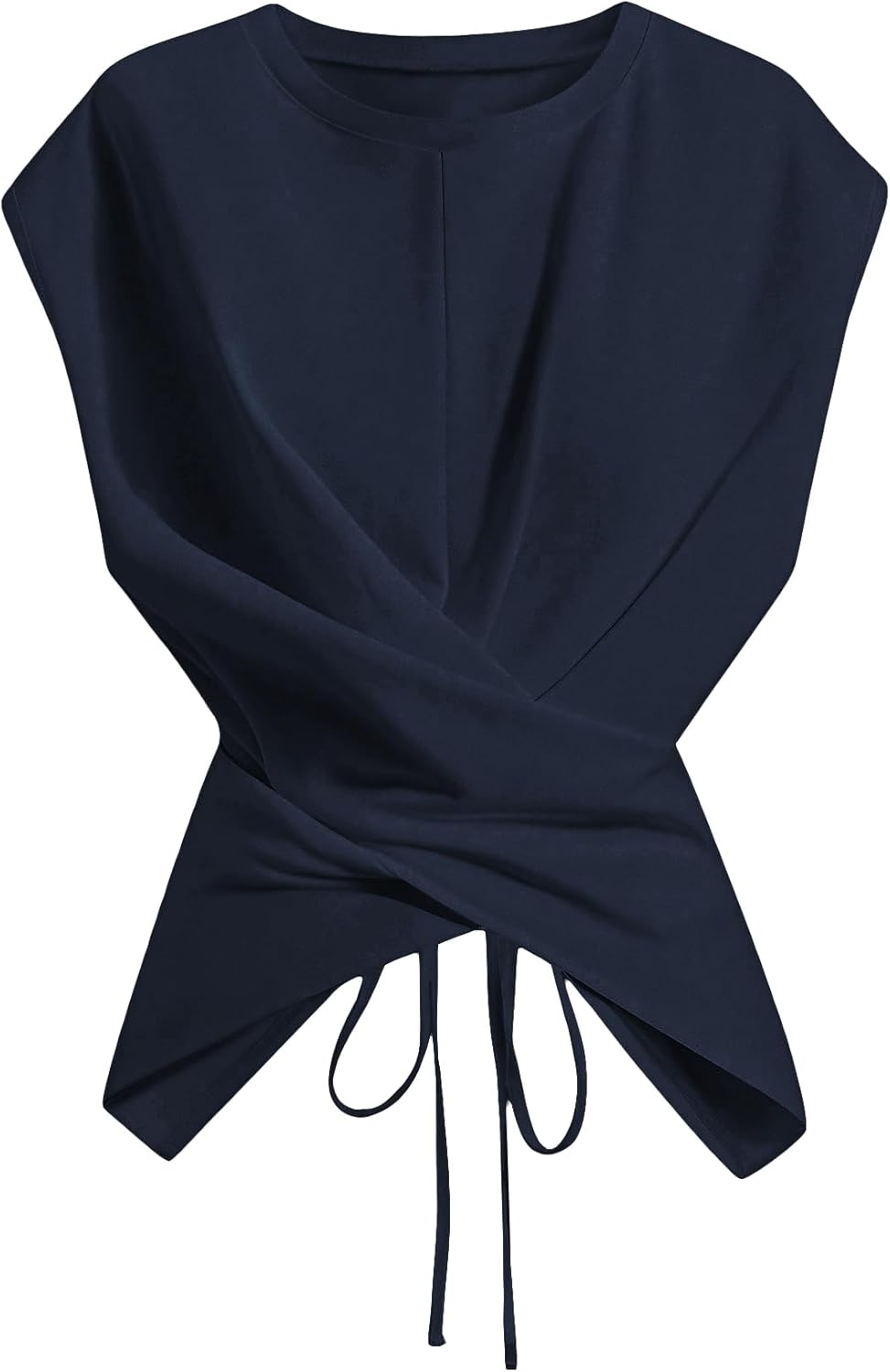 Cinched Wrap Top — Cap Sleeve Tie-Back Blouse