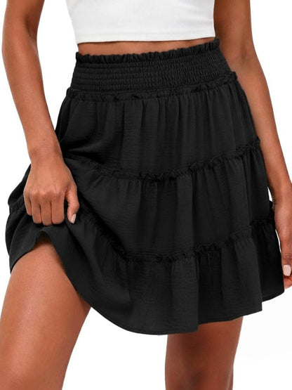 ⏰Hot Sale-Women's Casual High Waisted Ruffle Tiered Flowy Mini Skorts Skirts