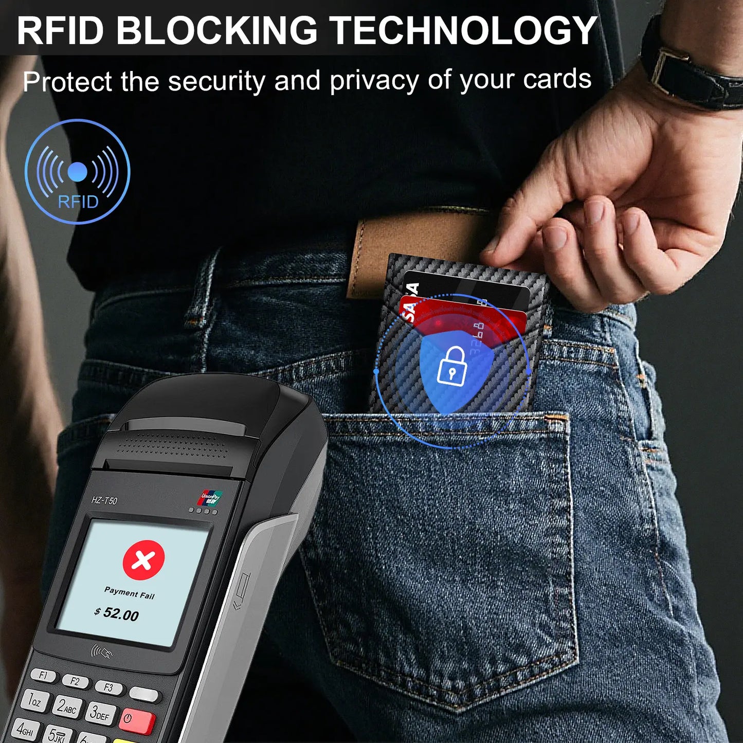 Men's RFID Pop-Up Bifold Wallet – Cash Slot, ID Window, Magnetic Closure 💳