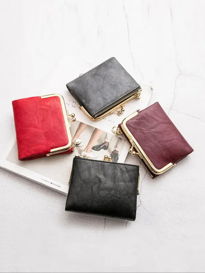 Small Compact Bifold Vintage Coin Purse Wallet