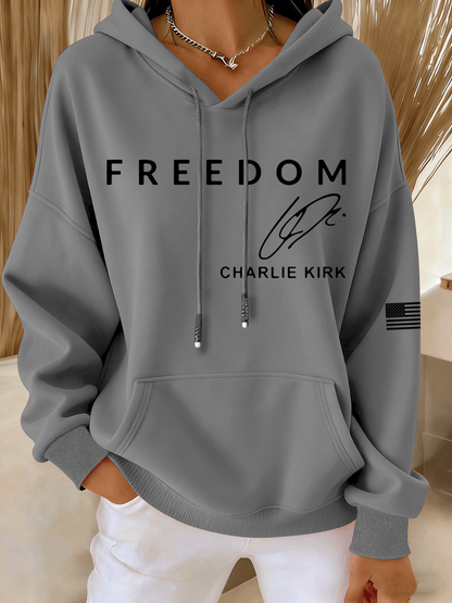 Women's Freedom Heat Transfer Cotton Hooded Sweatshirt