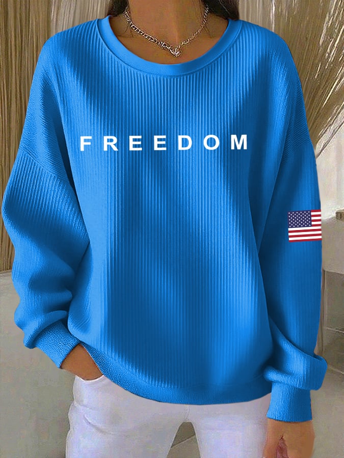 Women's Freedom American Flag Print Sweatshirt