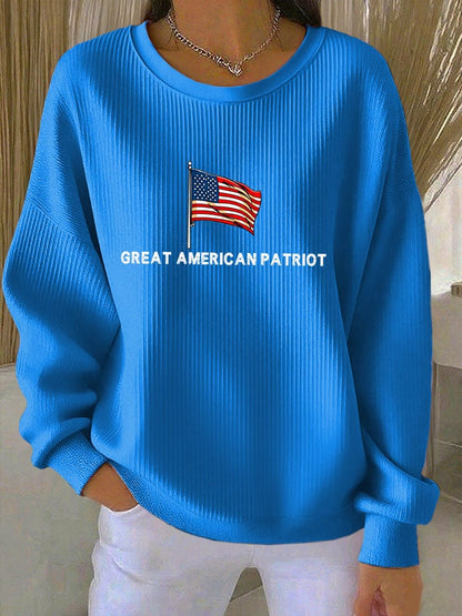 Women's Print Knit Crew Neck Long Sleeve Top
