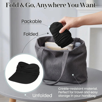 UPF-50 Sun Visor Ponytail Hat Wide Brim Breathable Foldable