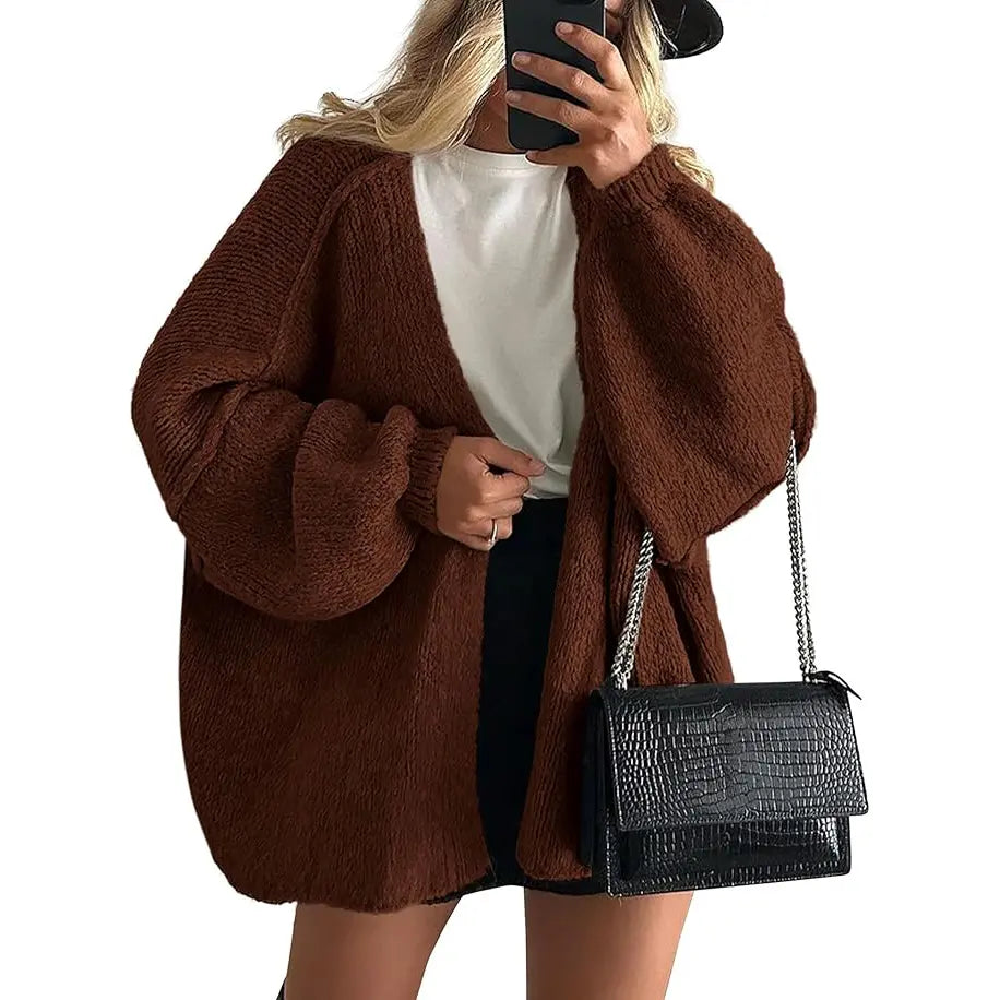 Women's Oversized Cardigan Sweater - Lightweight Knit