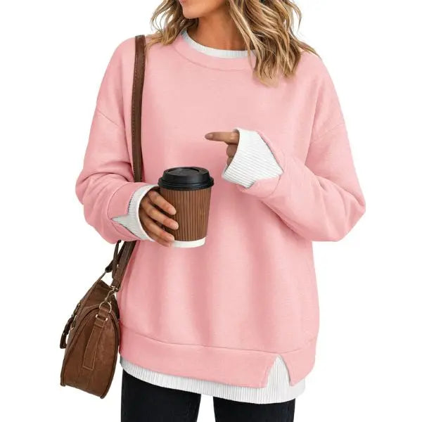 Women's Oversized Layered Sweatshirt with Drop Sleeves