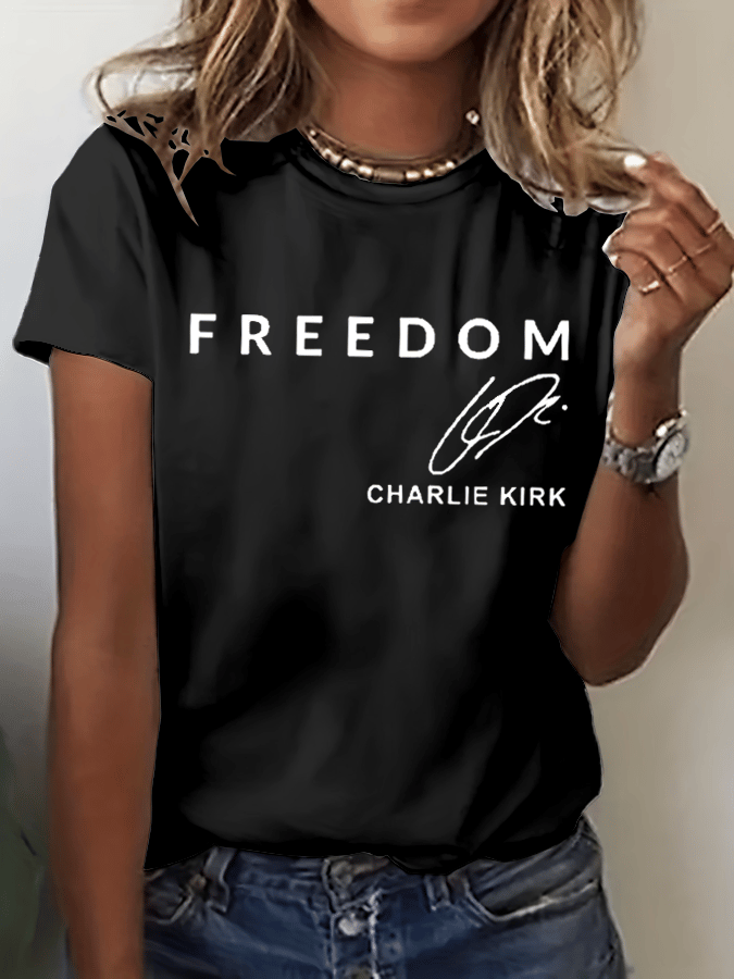 Women's Freedom Print Crew Neck T-Shirt