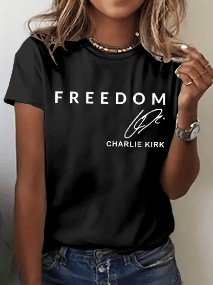 Women's Freedom Print Crew Neck T-Shirt