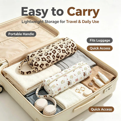 Quilted Hair Dryer Storage Bag - Travel Case for Hair Dryer, Curling Iron & Straightener