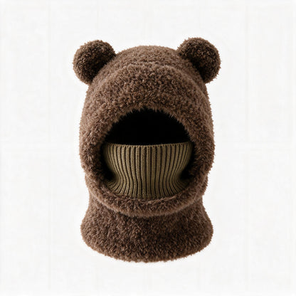 Bear Ear Balaclava Beanie – Soft Knit Winter Hat with Face & Neck Cover