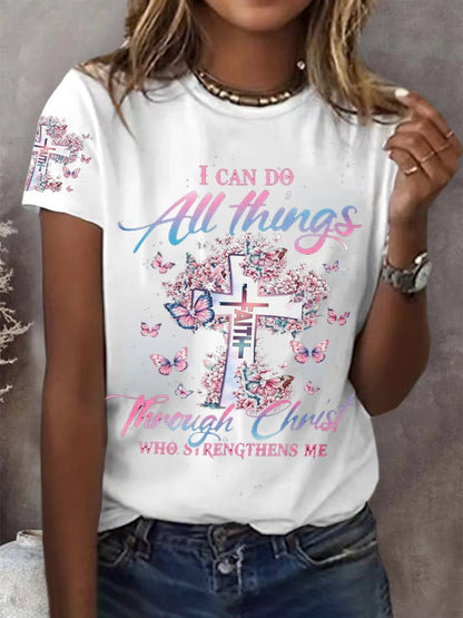 Women's  I Can Do All Things Faith  Print T-Shirt