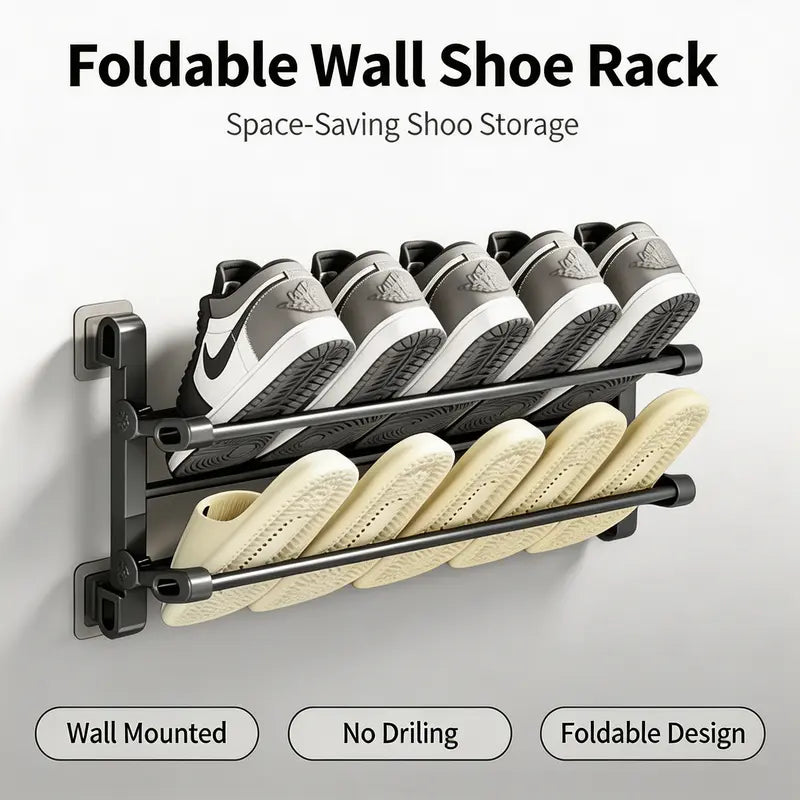 Foldable Wall-Mounted Shoe Rack 50cm Plastic Steel