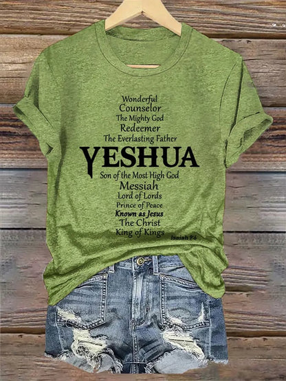 Women's Casual Christian Faith Letters Printed Round Neck Short Sleeve T-Shirt