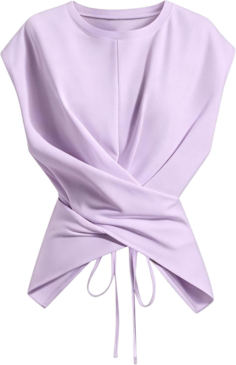 Cinched Wrap Top — Cap Sleeve Tie-Back Blouse