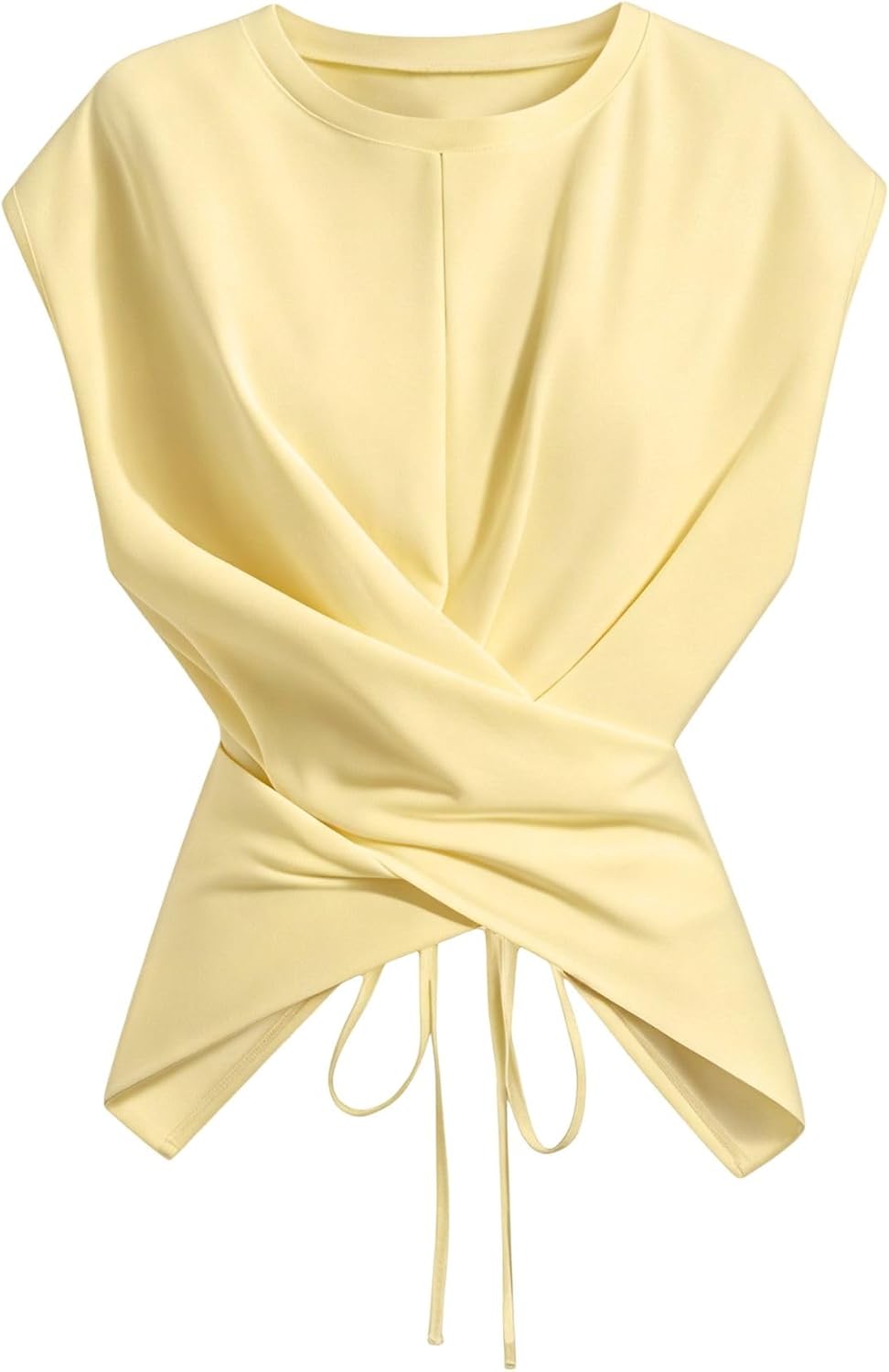 Cinched Wrap Top — Cap Sleeve Tie-Back Blouse