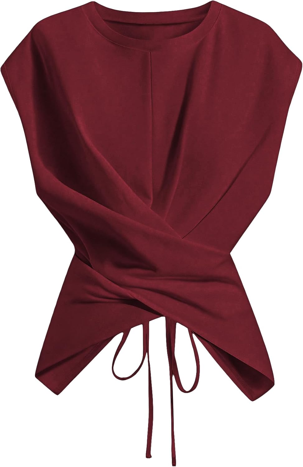 Cinched Wrap Top — Cap Sleeve Tie-Back Blouse