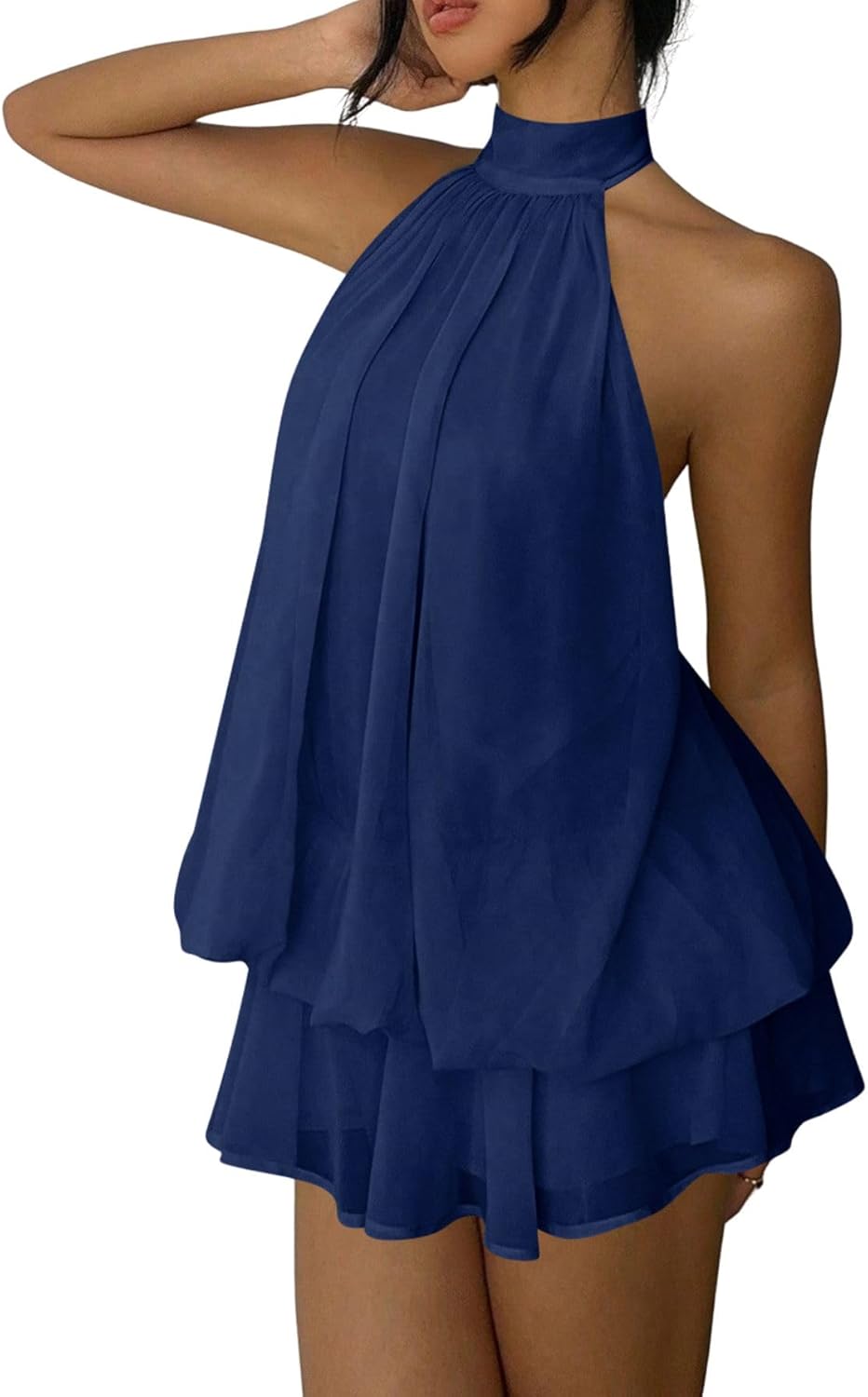 Lorena Chiffon Halter Mini Dress