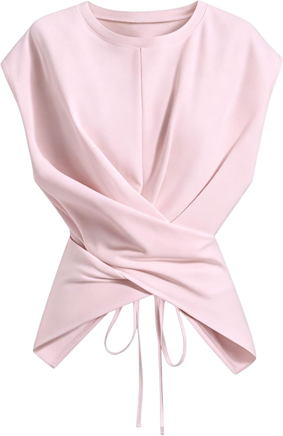 Cinched Wrap Top — Cap Sleeve Tie-Back Blouse