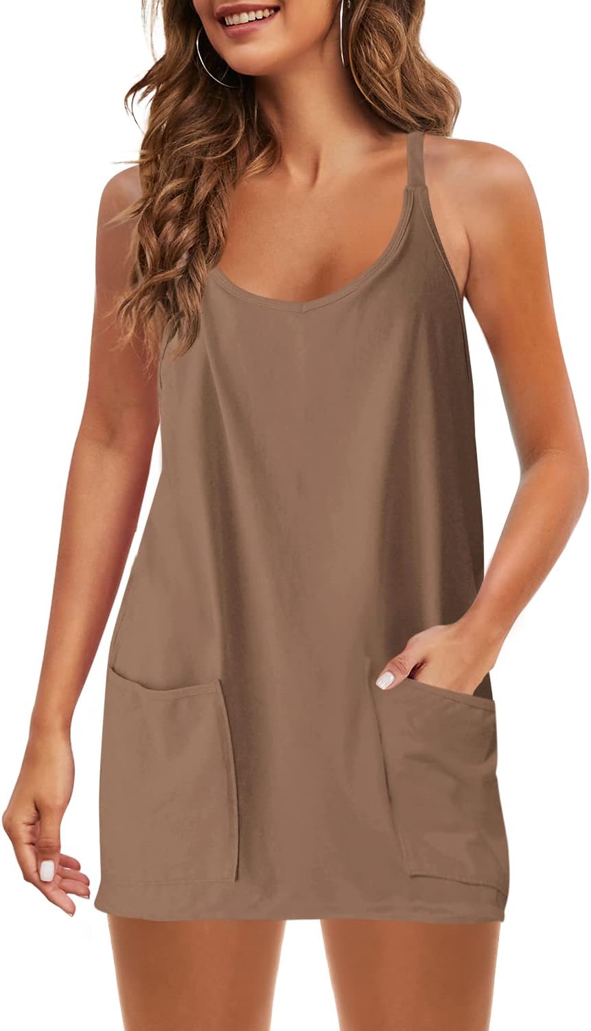 Casual Summer Mini Dress with Built-in Shorts and Pockets