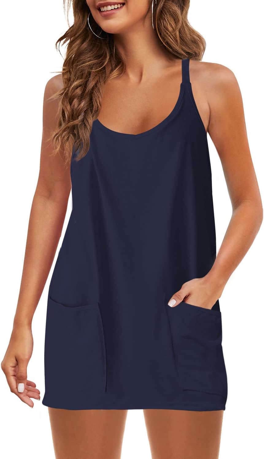 Casual Summer Mini Dress with Built-in Shorts and Pockets