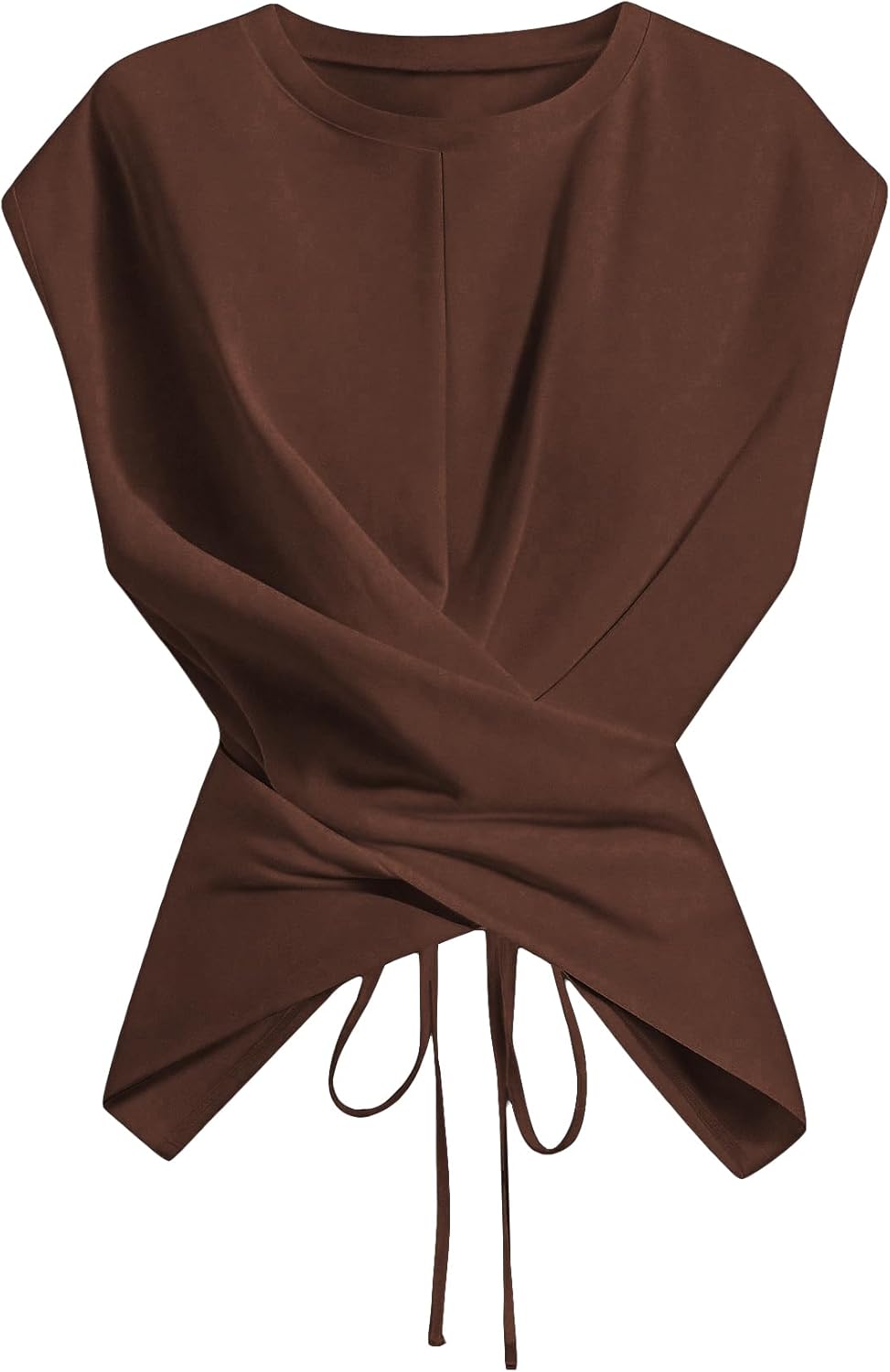 Cinched Wrap Top — Cap Sleeve Tie-Back Blouse