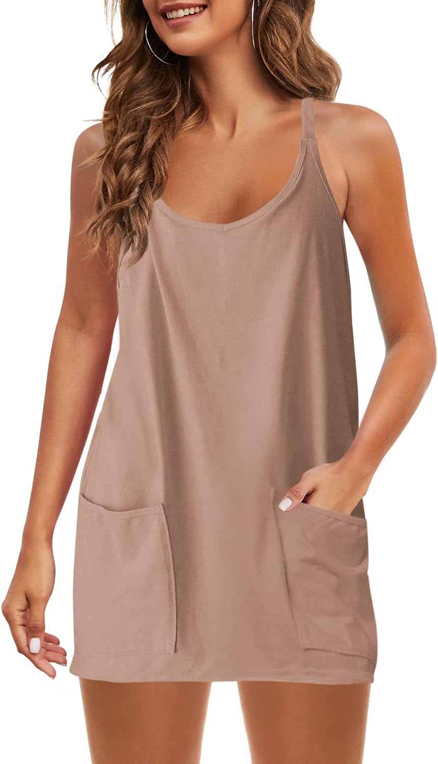 Casual Summer Mini Dress with Built-in Shorts and Pockets