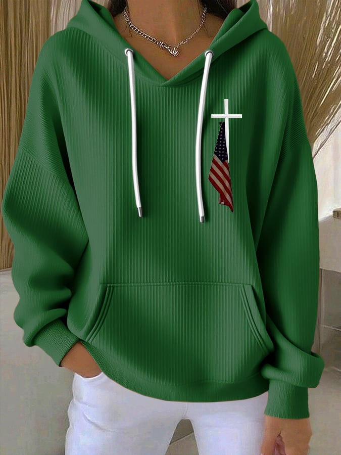 Women's Cross Flag Print Hoodie