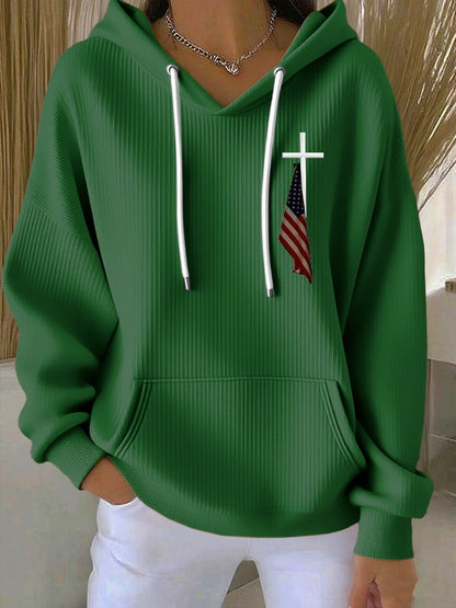 Women's Cross Flag Print Hoodie