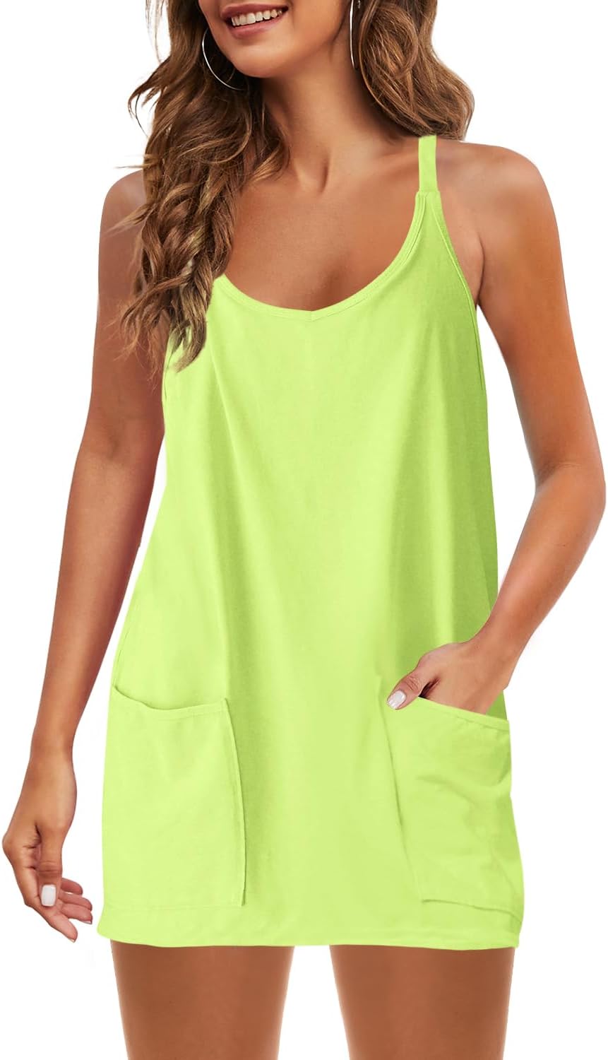Casual Summer Mini Dress with Built-in Shorts and Pockets