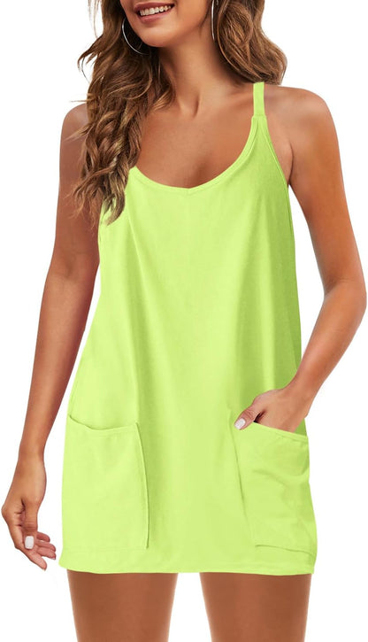 Casual Summer Mini Dress with Built-in Shorts and Pockets
