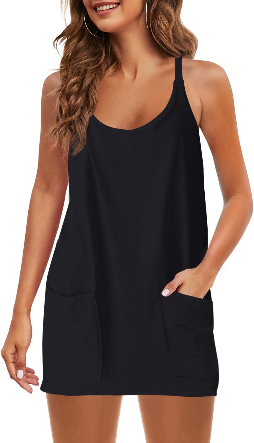 Casual Summer Mini Dress with Built-in Shorts and Pockets