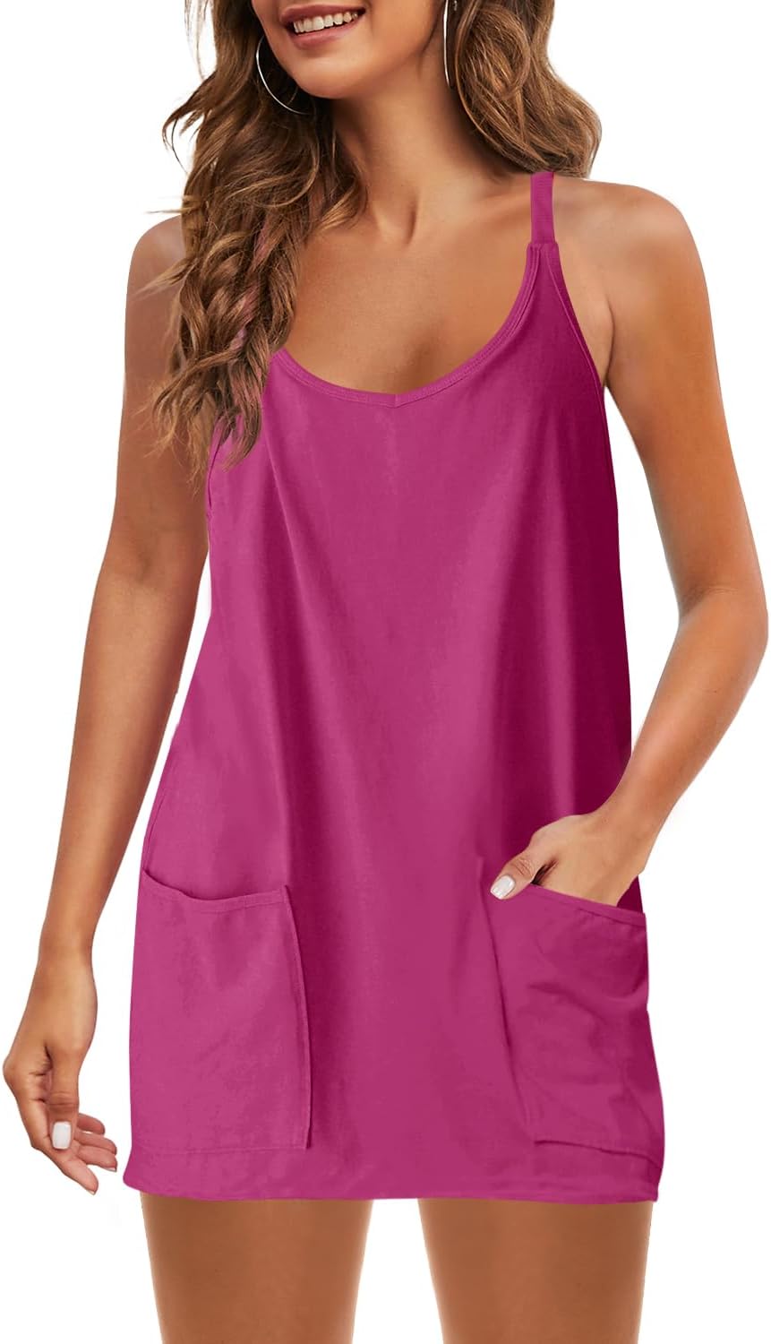 Casual Summer Mini Dress with Built-in Shorts and Pockets