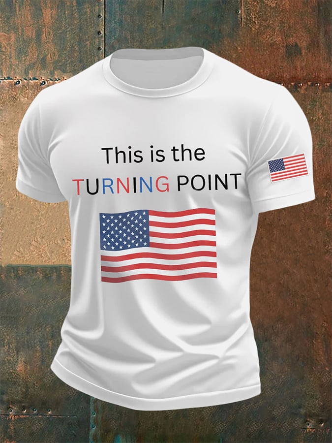 Men's This Is The Turning Point  Print Round Neck T-Shirt