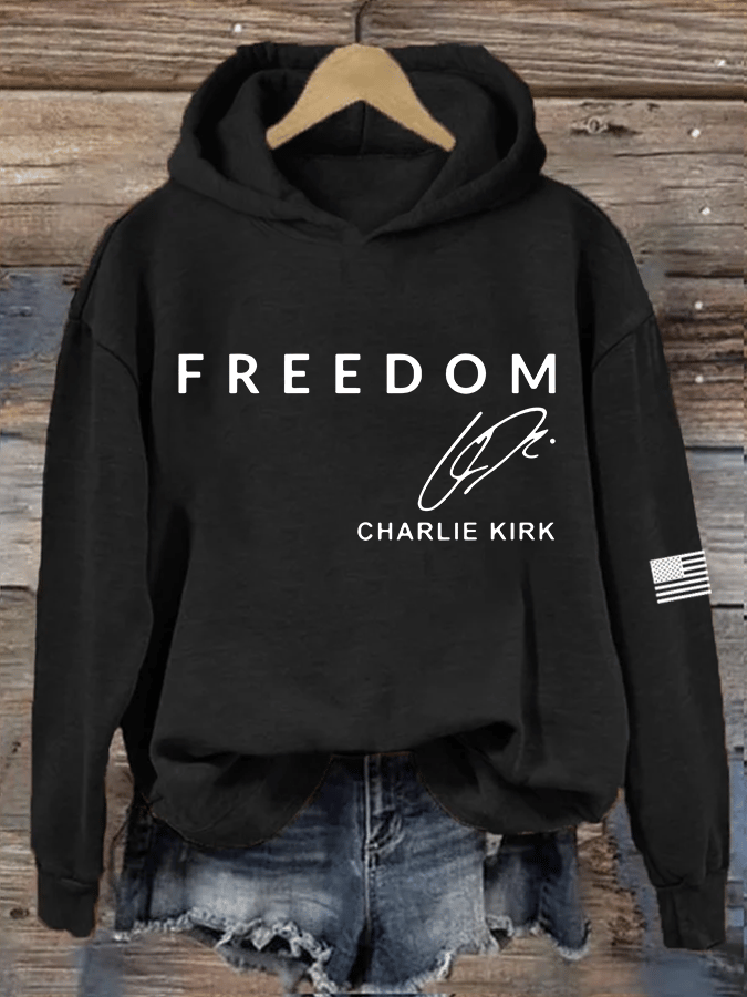 Women's Freedom Print Hooded Sweatshirt