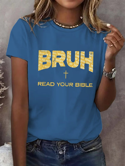 Women's Casual Christian Faith Graphic Printed Round Neck Short Sleeve T-Shirt