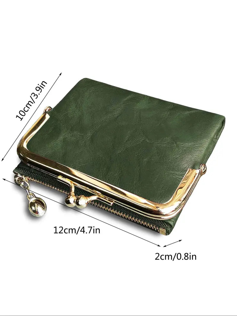 Small Compact Bifold Vintage Coin Purse Wallet