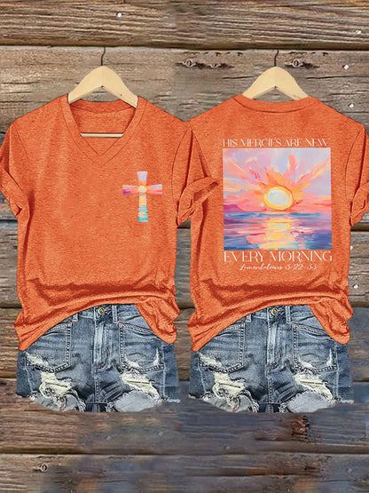 Women's His Mercies Are New Every Morning Feeling Printed T-Shirt