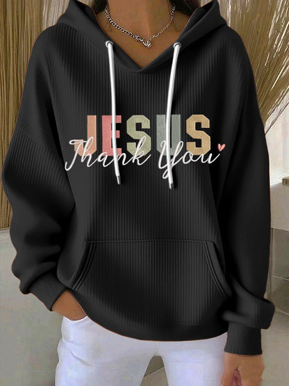 Women's Casual Vintage Faith Thank You Jesus Hoodie