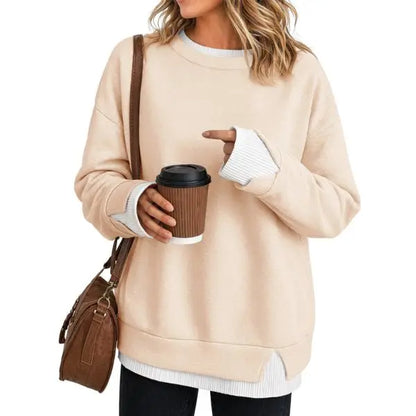 Women's Oversized Layered Sweatshirt with Drop Sleeves